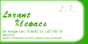 lorant klepacs business card